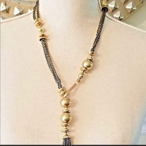 Gold tone necklace tassel 21in